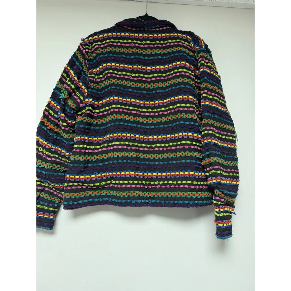Birch Hill Textured Stripe Jacket Women XL Colorful Embroidered Blazer‎ - Picture 5 of 5